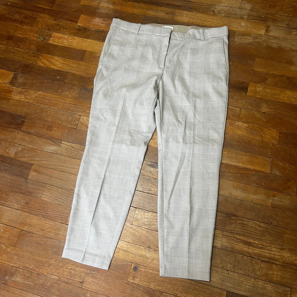 H&M Cream Blue plaid elastic waist regualr waist trousers